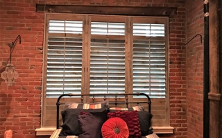 Reclaimed wood plantation shutters